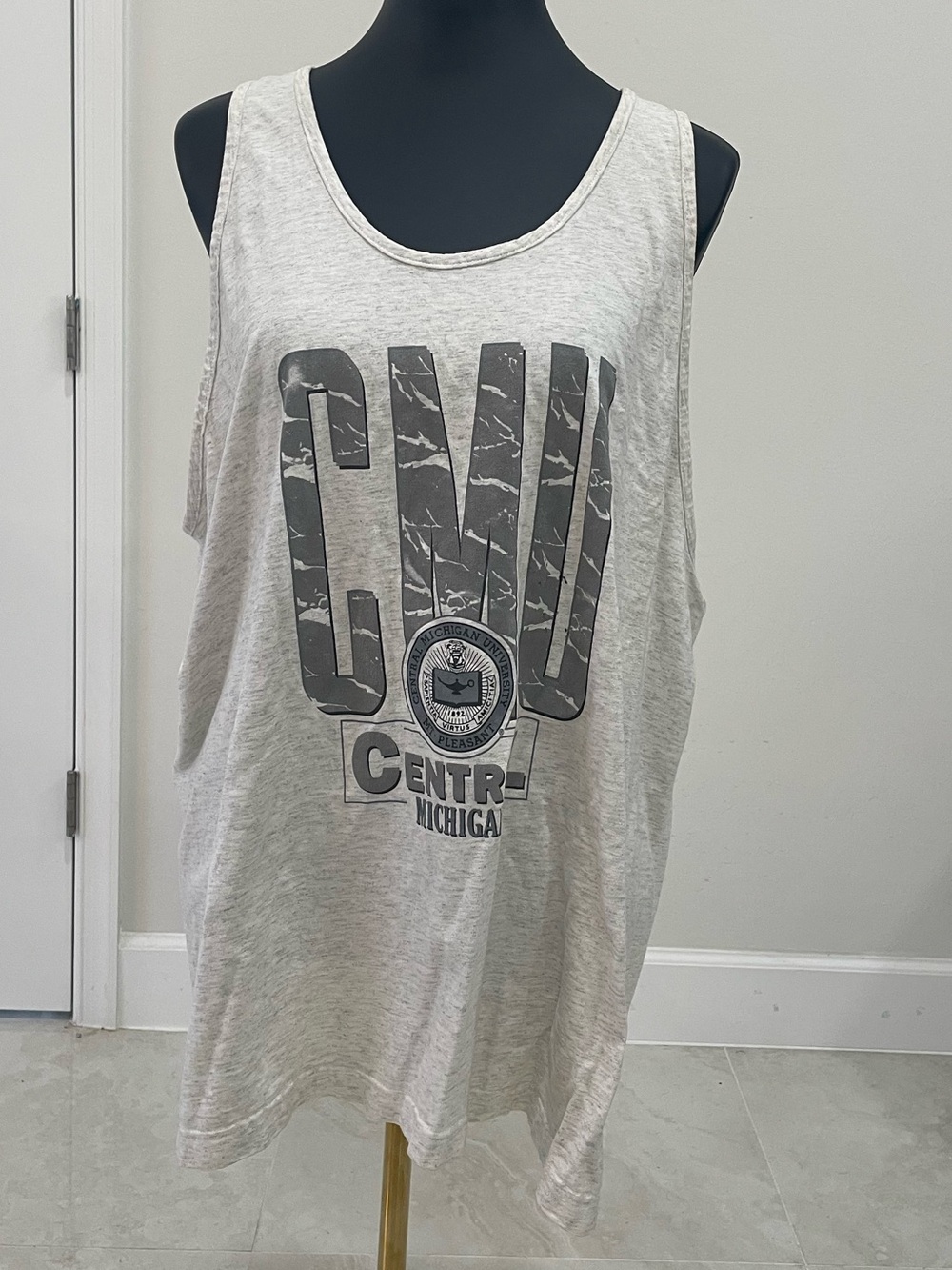 Vintage 90s Central Michigan University Big Cotton Tank Top Men XL Made in USA